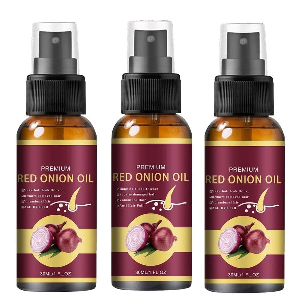 Spray Capilar de Cebola (com Alecrim e Óleo de Argan), 30ml, pacote com 3 unidades, nutre o couro cabeludo, hidrata o ca