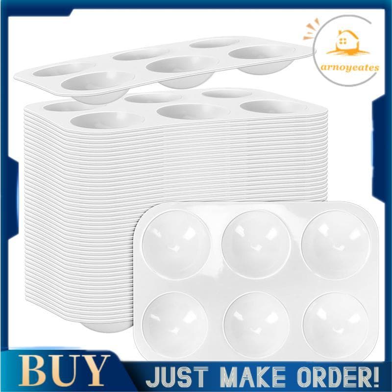 Paleta Plástica Branca Da Aquarela De 50 Pces , Paletas De Pintura Retangulares De 6 Poços Bandeja , Bandejas Para A Cri