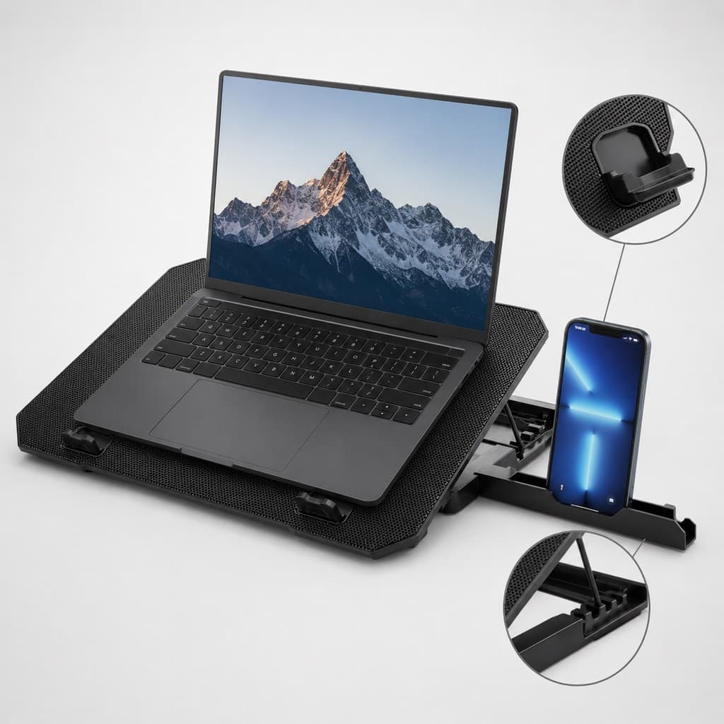 Base Cooler Gamer para Notebook 2 Ventoinhas LED Azul Ajustável 2 USB Suporte Celular Aitek DELTA-B1022M