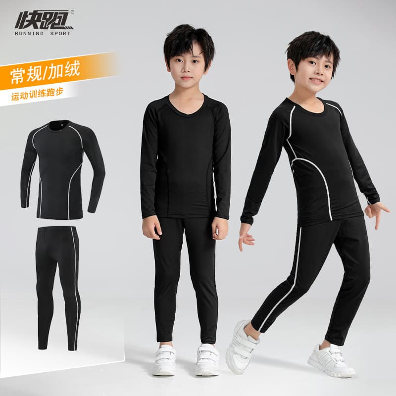 Outono inverno estilo forro de lã crianças collants de manga comprida terno meninos meninas futebol basquete esportes Ba