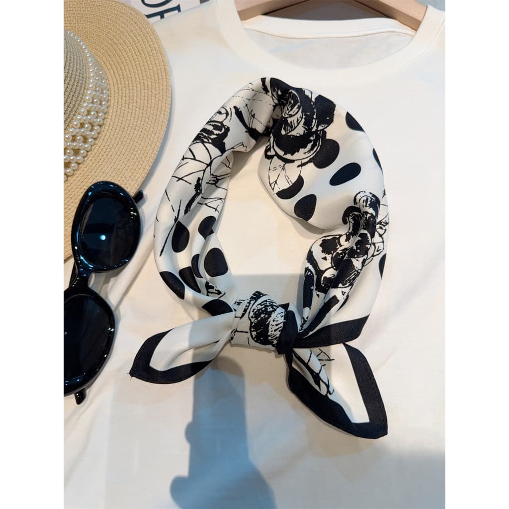 Polka Dot 53cm imitação de seda pequeno lenço quadrado feminino primavera outono local de trabalho Commuter Wear pequeno