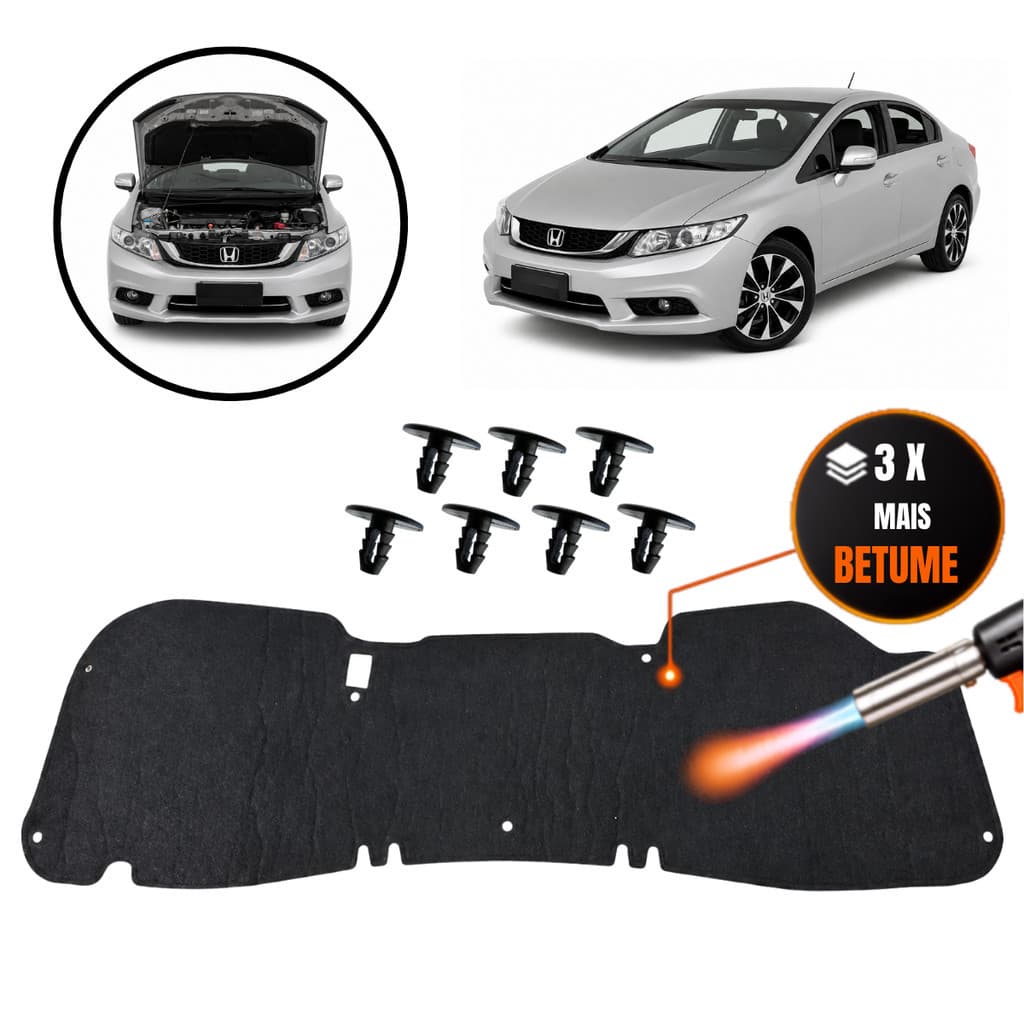 Kit Manta Forro Do Capô E Presilha Honda Civic 2012 / 2016