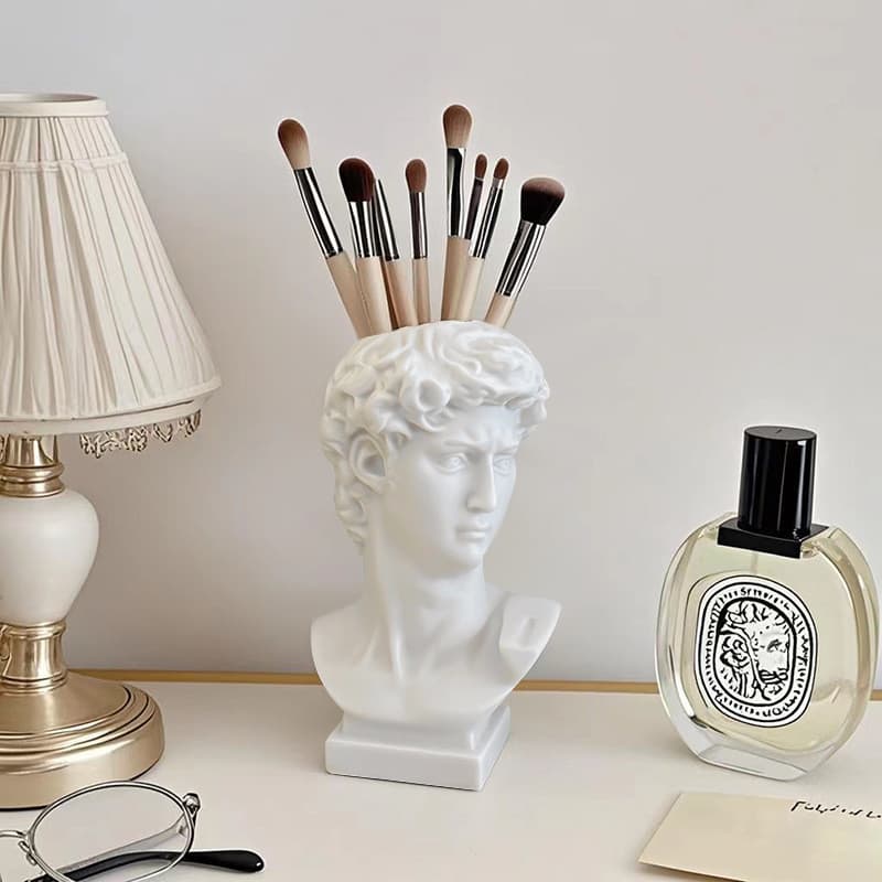 Ins David Avatar pincel de maquiagem balde de armazenamento Retro imitação gesso escultura caneta titular Desktop vaso p