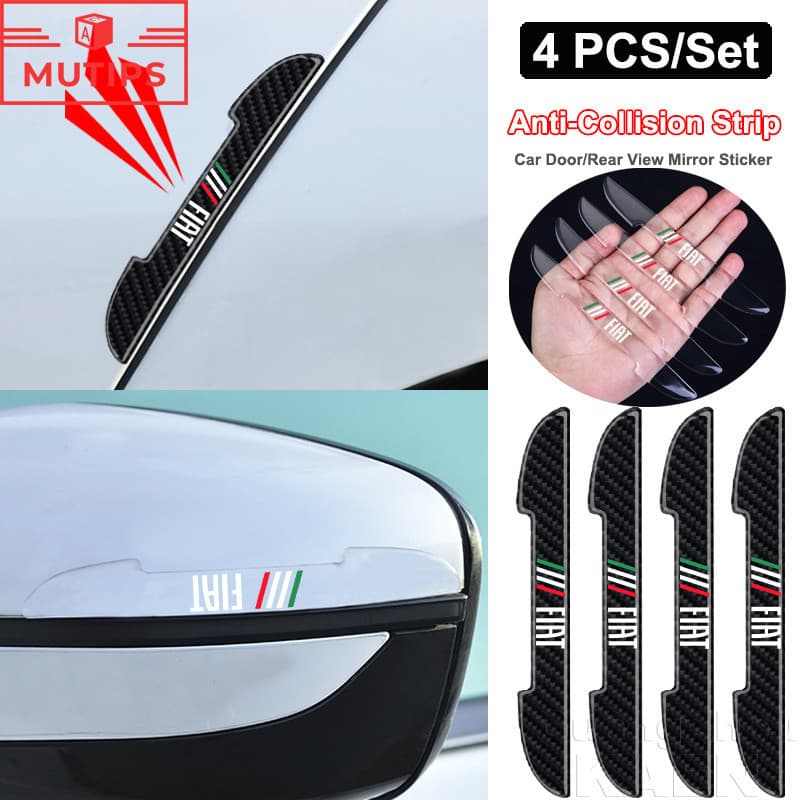 Novo Fiat 4 Peças/Set Tira Anti-Colisão Para Porta Do Carro Espelho Lateral Protetor Risco