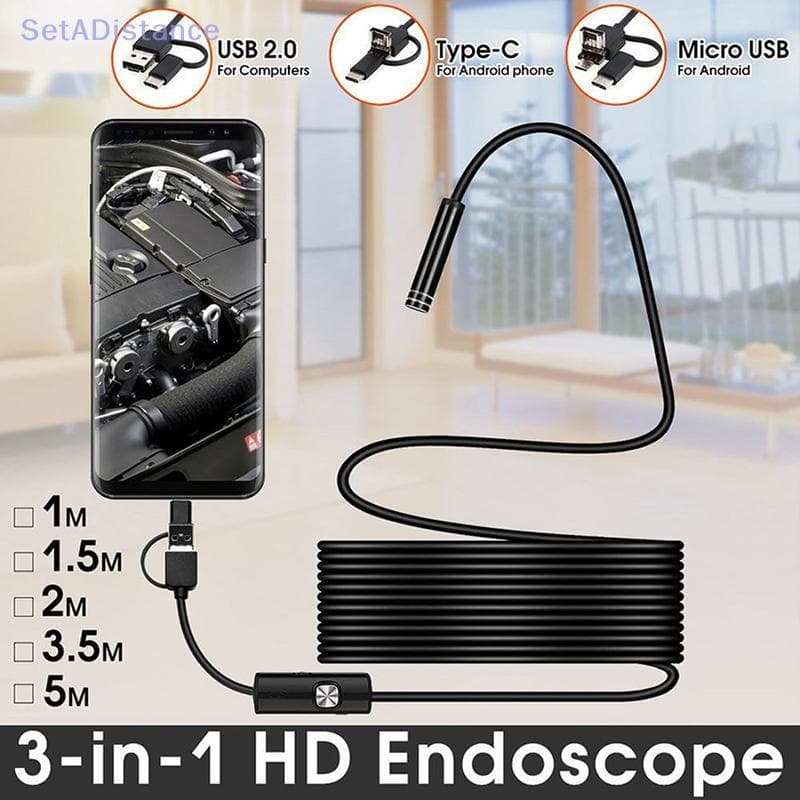 SetADistance 3 Em 1 USB Tipo-C Endoscópio Inspeção Boroscópio Lente 5.5/7/8mm Câmera HD IP68 Bons Produtos