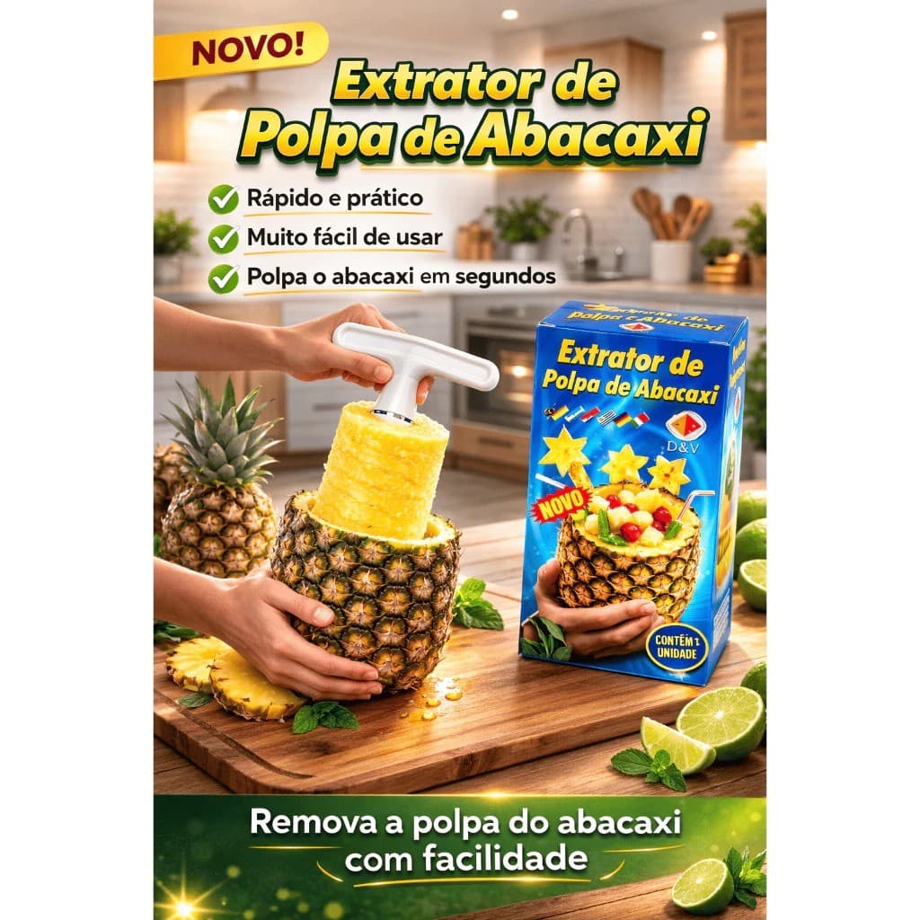 Descascador Cortador E Extrator De Abacaxi Manual Em Espiral Fatiador Aço