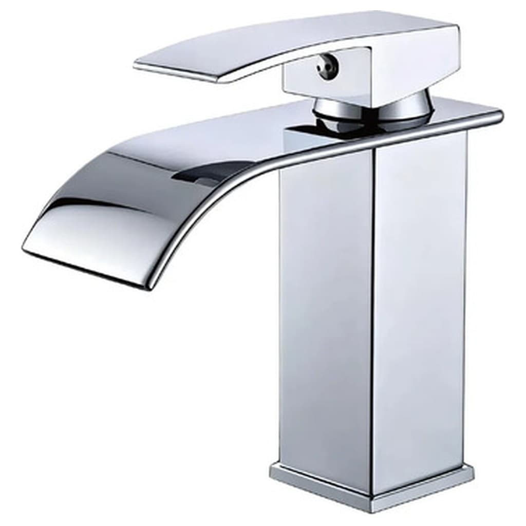 Torneira Banheiro Cascata Bancada Monocomando Quente Fria Cinza Cromado Oi Vida Acabamento Cromado Bica Cascata