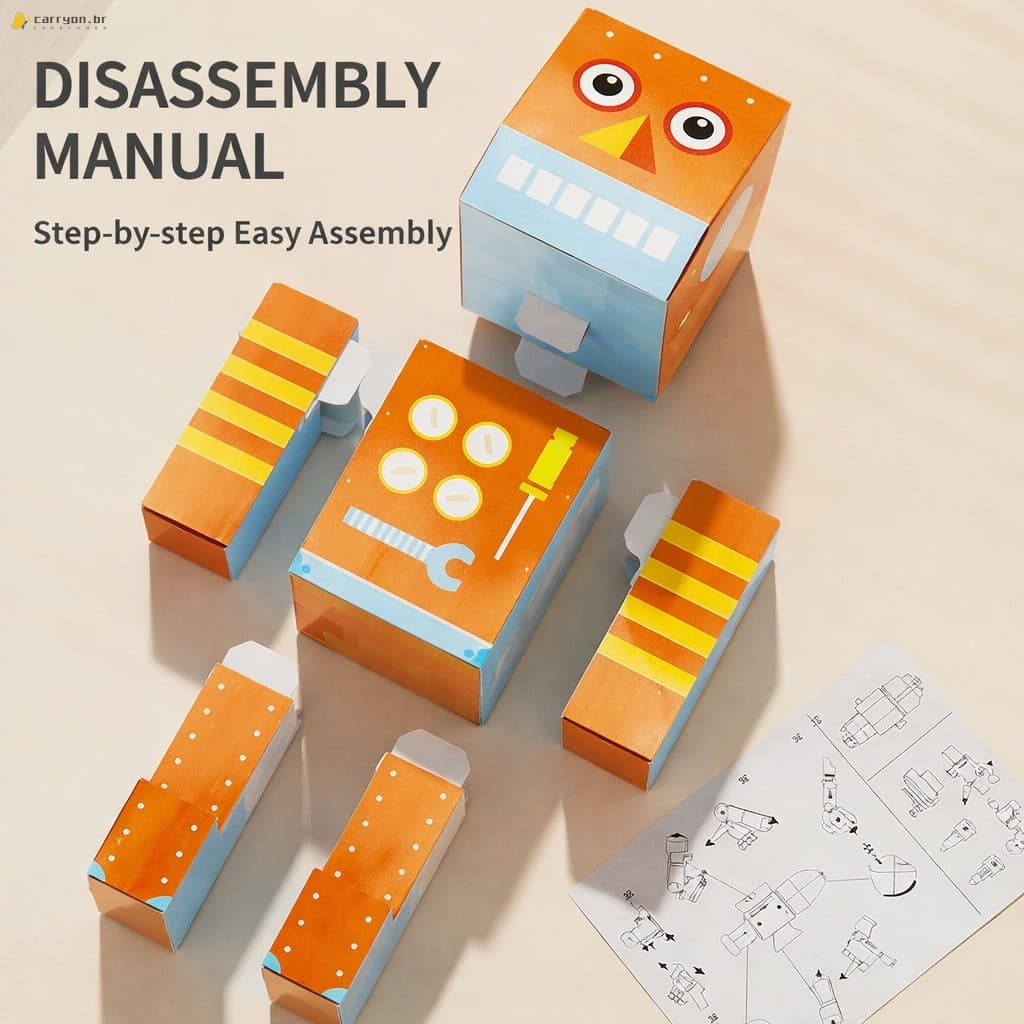 Quebra-Cabeça De Papel Robô Criativo DIY-Brinquedo Educacional Feito À Mão 3D Para Crianças De 3 A 6 Anos