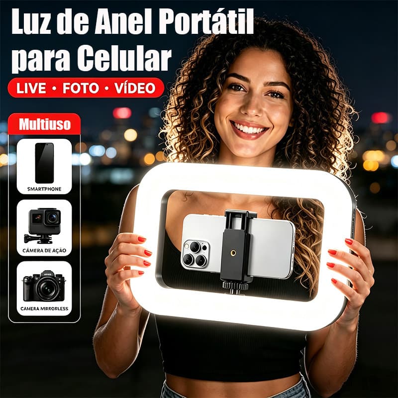 Ring Light Anel De Luz Profissional Com Suporte Celular Adaptador Para Fotografia Vídeo Streaming