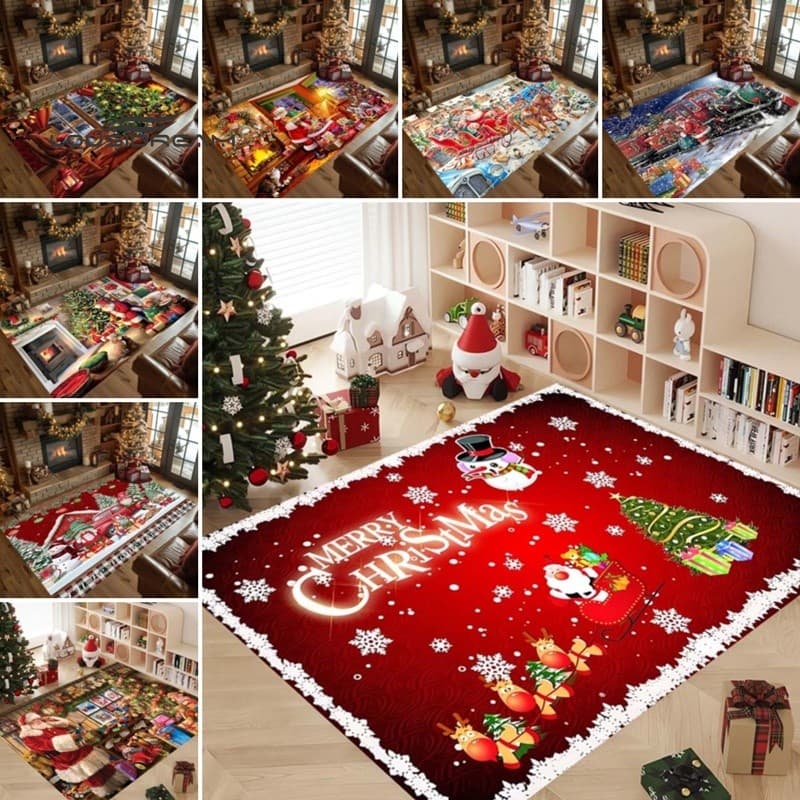 Tapete com padrão de floco de neve de Natal, cor de fundo vermelho com Papai Noel e flocos de neve brancos, adequado par