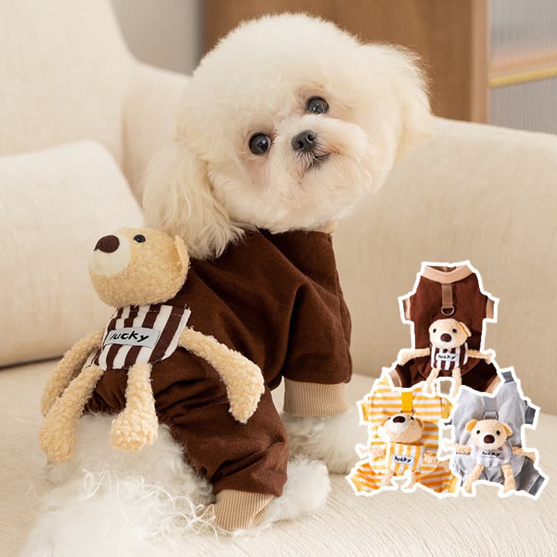 Roupas para cães e cachorros, urso tridimensional, roupas de quatro patas, roupas para casa, Bichon, Teddy, roupas para