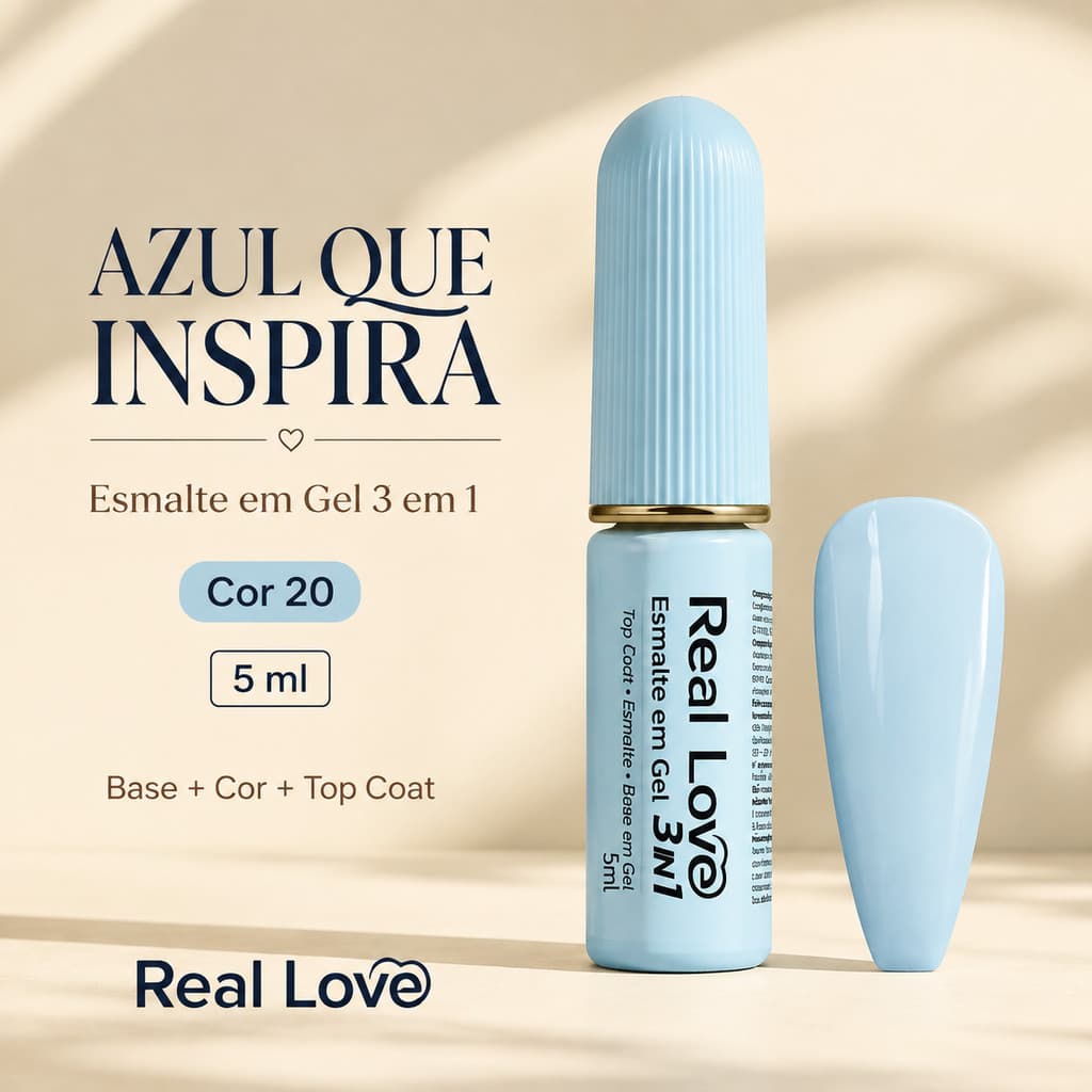 Esmalte em Gel 3 em 1 Real Love Cor 20 5ml