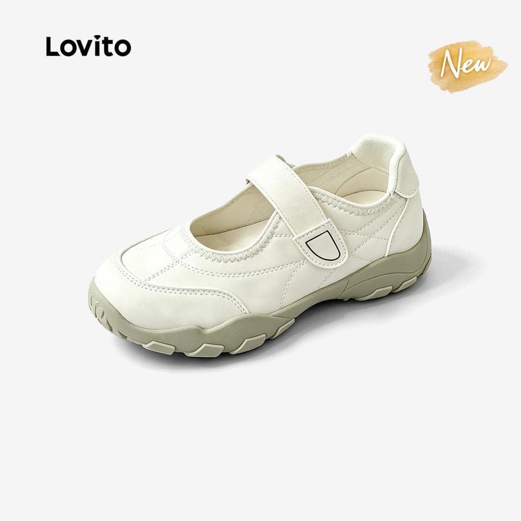(New Arrival) Lovito Tênis Casuais Para Uso Diário Ao Ar Livre Estilo Coreano Casual Novo Modelo Tênis Off-white Para Mulheres SNFB124FX013