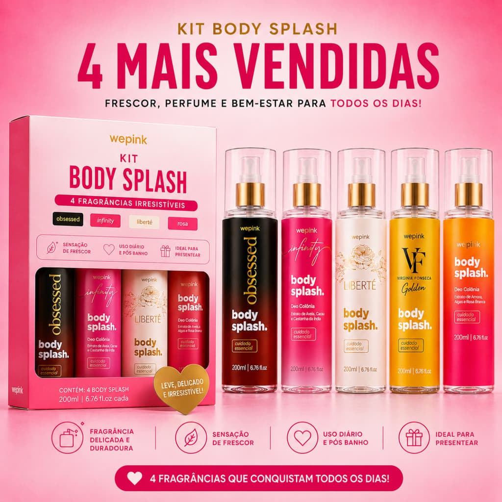 Body Splash Virgínia W3p1nk 200ml Original Feminino Obsessed Infinity Liberté VF Golden | Unitário, Sortido ou Kit cm 4
