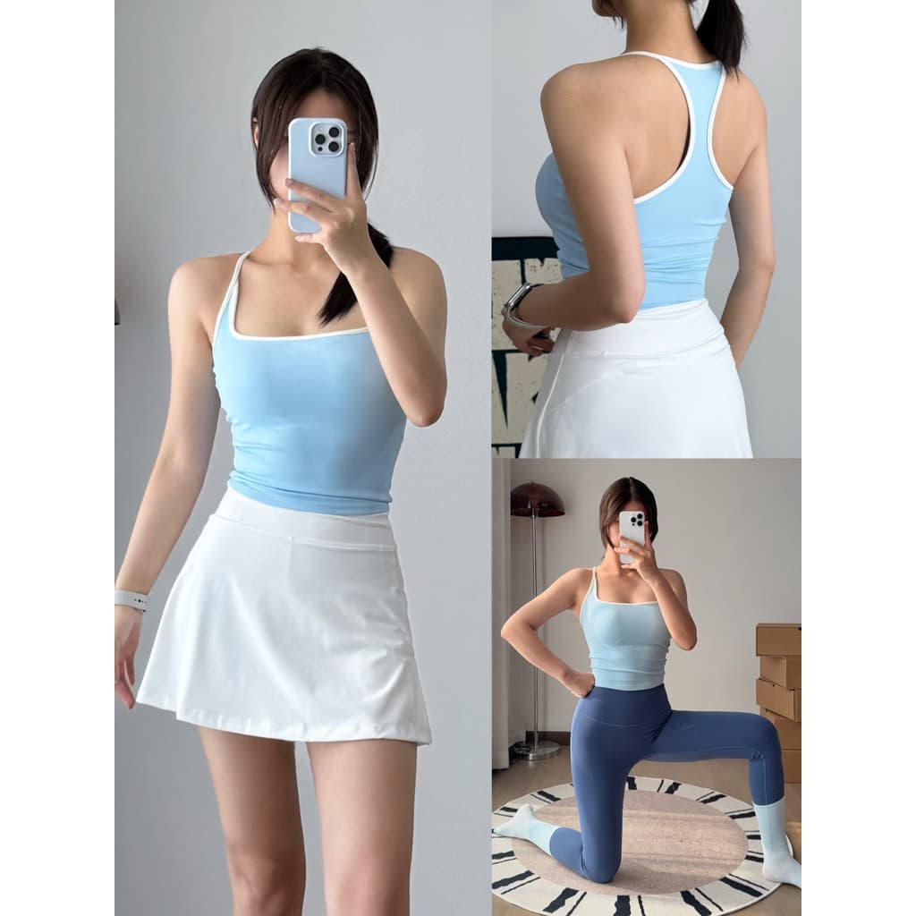 Estilo coreano contraste cor esportes roupa interior feminina reunindo estilingue à prova de choque nu Yoga colete Pilat