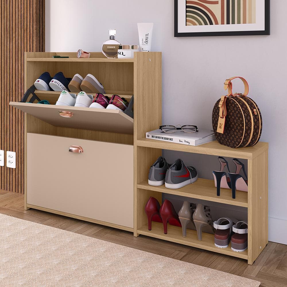 Sapateira Milano Banquinho 21 Pares 2 Portas e Sapateira Arezzo 1Porta 12 pares Hall Entrada Quarto Organizador Calçados