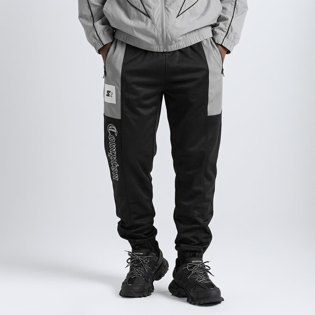 Calça Jogger Collab Starter x Compton Training Sintética - Preta com Recortes Cinza