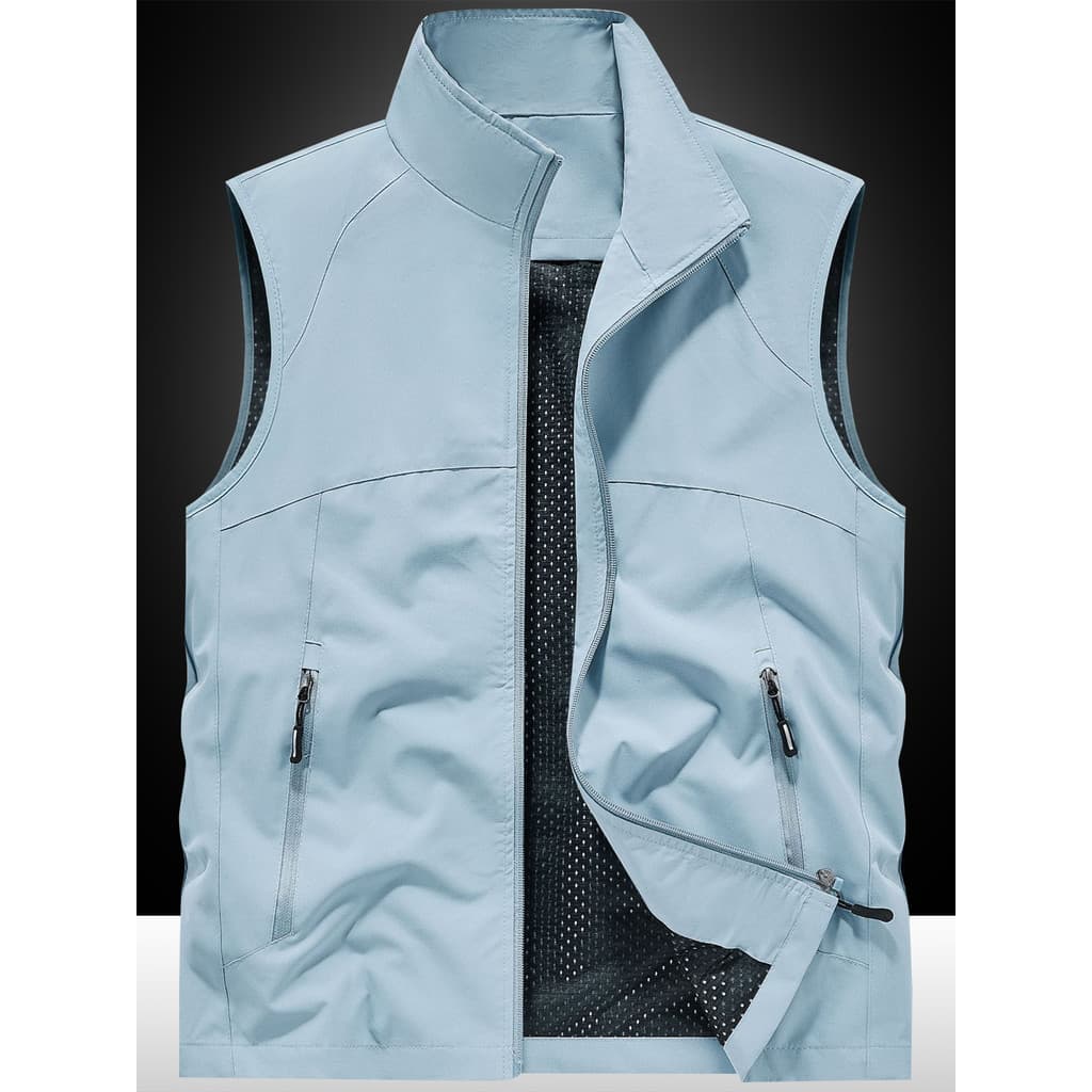 Outono outono ao ar livre Casual colete masculino cor sólida simples fino colete solto tamanho grande gola alta colete p