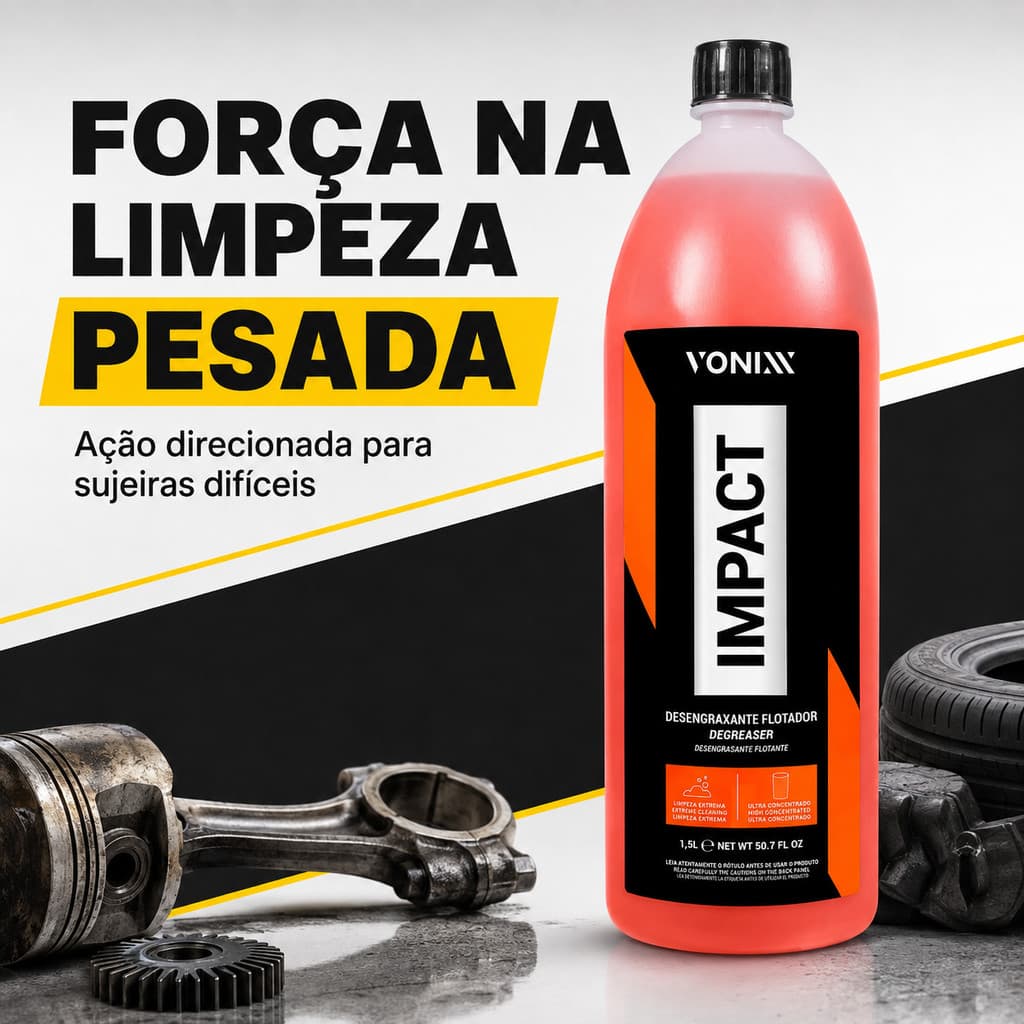 Impact Vonixx 1,5L Limpador Desengraxante Automotivo Limpeza Pesada Motor Chassi Carro Moto