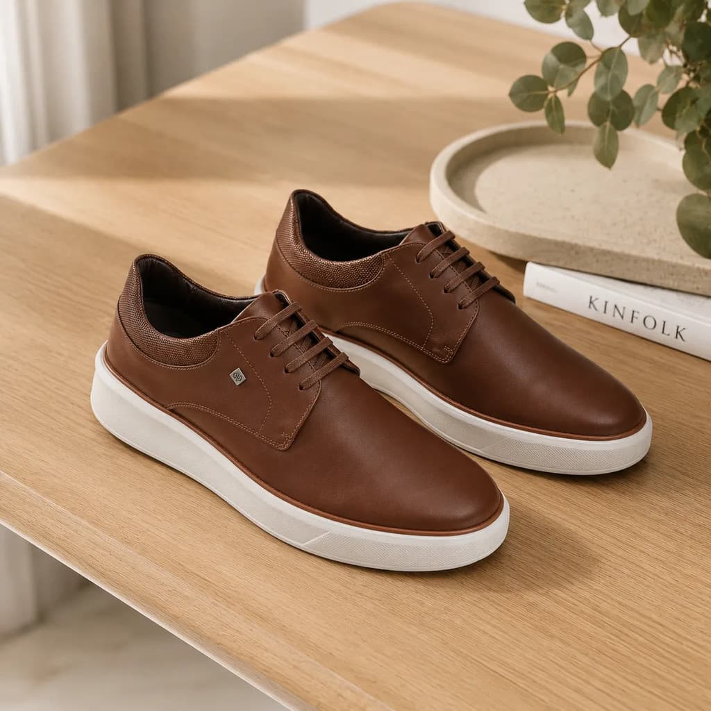Sapatênis Tênis Masculino Casual Couro Ecológico Confortável