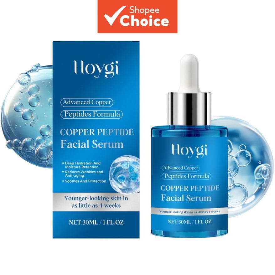 Sérum de Peptídeos de Cobre Antienvelhecimento 30ml – Blend Azul de Ácido Hialurônico e Colágeno | Auxilia Rugas,