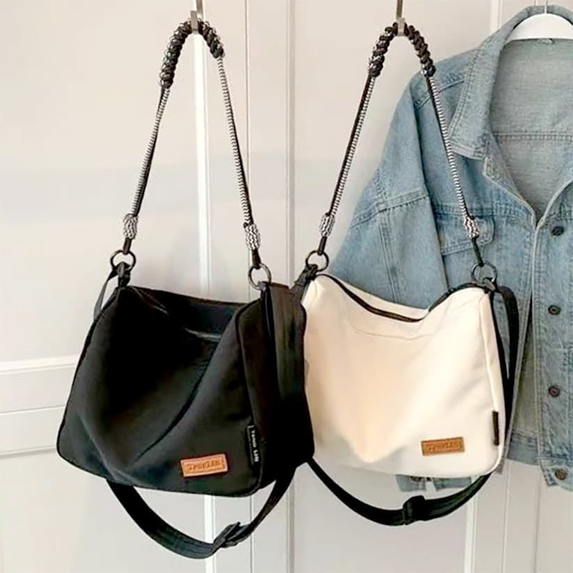 Bolsa Transversal Unissex de Nylon e Lona Impermeável – Bolsa de Ombro com Grande Capacidade para Estudantes