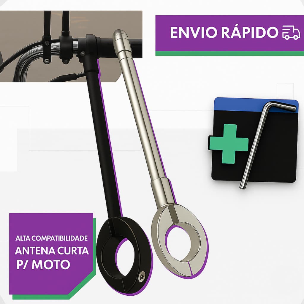 Antena Corta Pipa Moto Retrátil Anti Cerol Aço Inox para Guidão JI SHOP