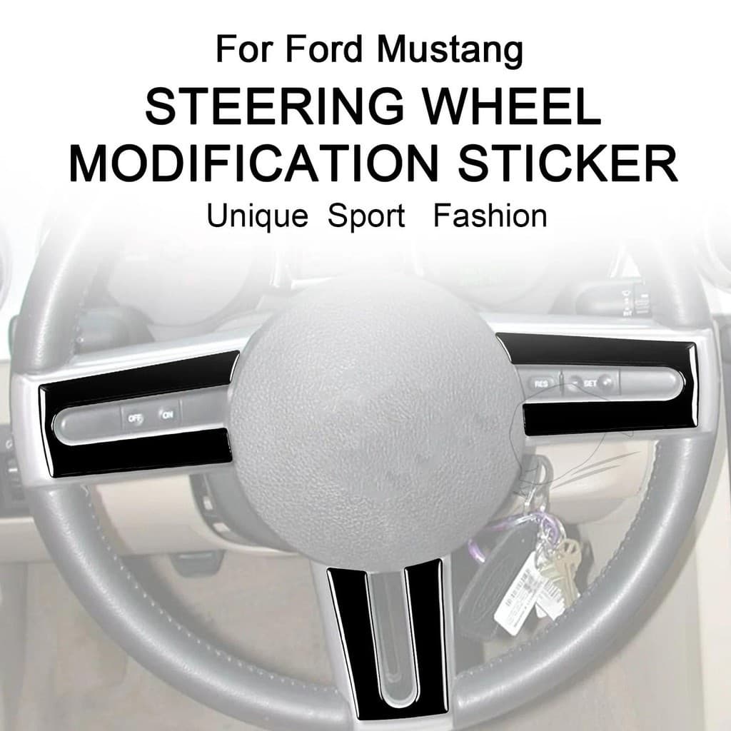 Para Ford Mustang 2005 2006 2007 2008 2009 Painel Do Volante Quadro Capa Guarnição Piano Preto Adesivo Acessórios Interi