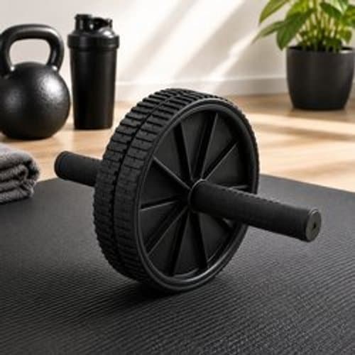 Roda Abdominal Dupla para Exercícios com Pegadores Antiderrapantes - Sortida