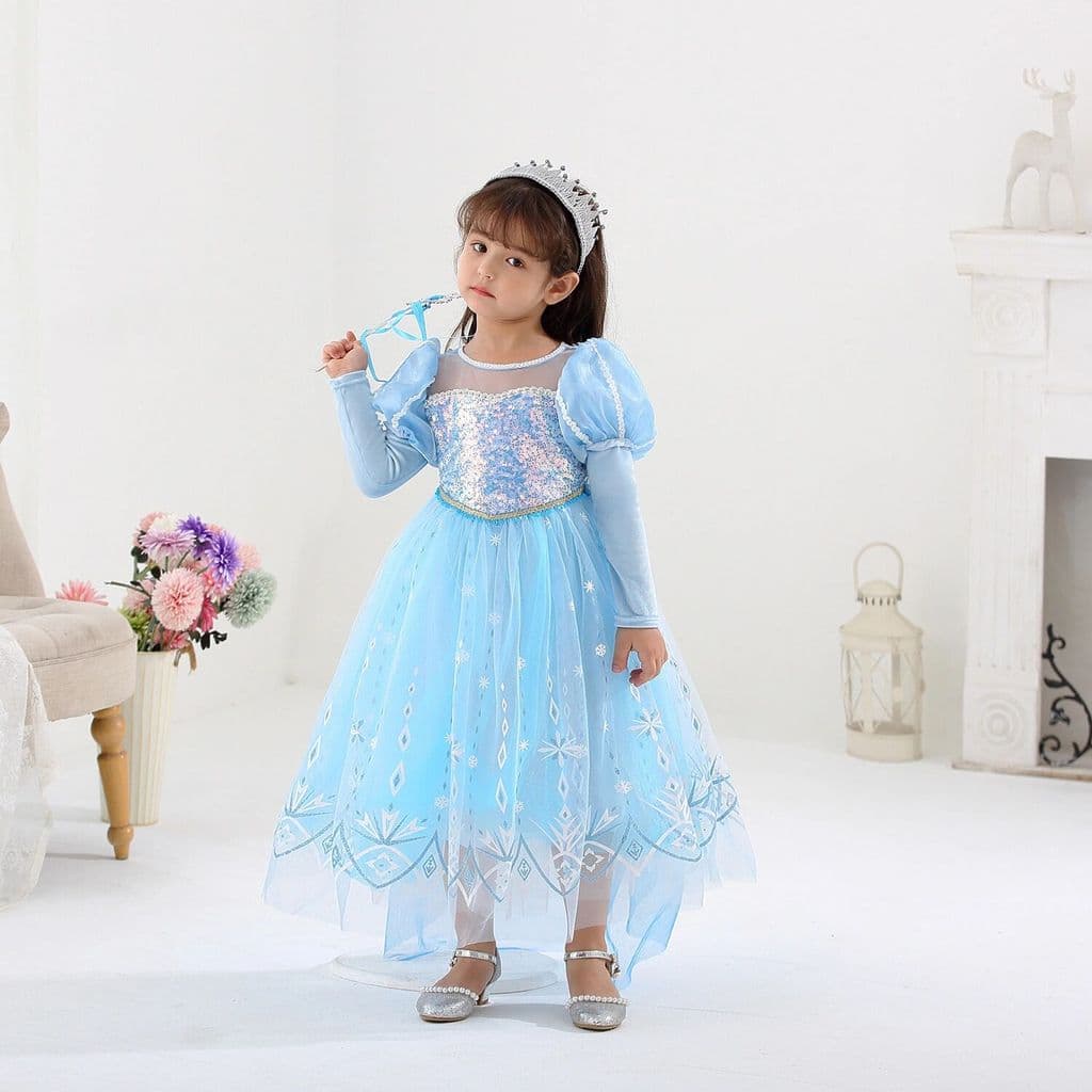 Outono novo estilo crianças de manga comprida elsa vestido de princesa Disney Halloween elsa cos traje congelado elsa