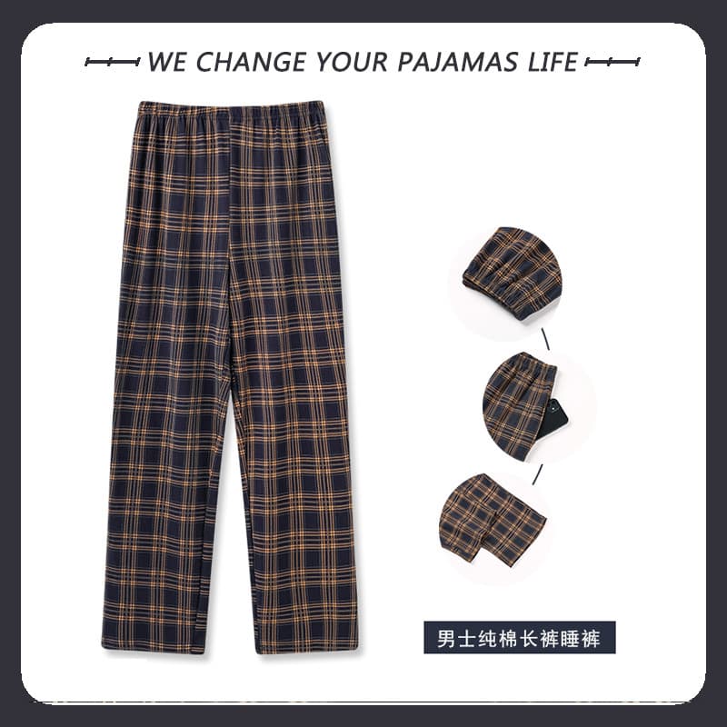 2025 calças de pijama masculinas calças de casa pijamas calças compridas primavera outono puro algodão masculino solto P