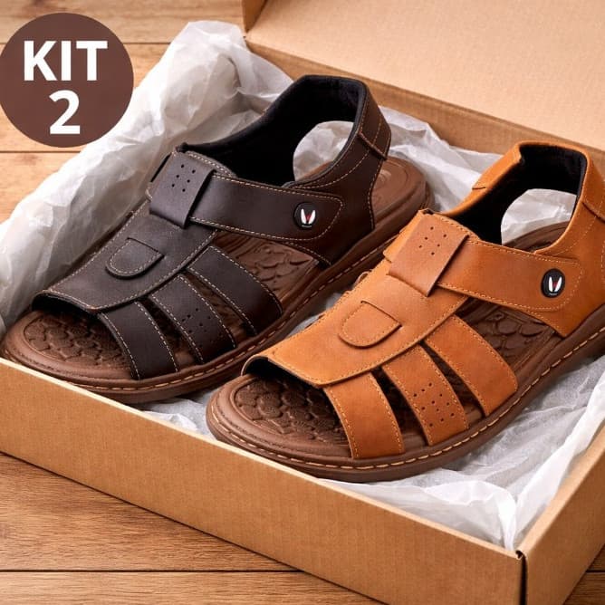 Combo 2 Pares De Sandálias Masculinas Ortopédicas Anatômicas Chinelo Elegante Cnfortavel