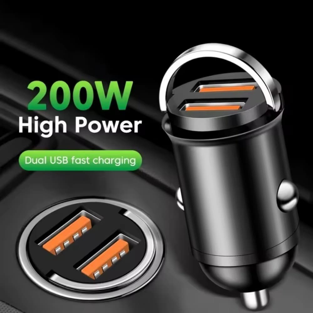 Carregador De Carro QC3.0 PD 100W/200W Mini USB 12-24V Carregamento Rápido Tipo C Mais Leve Para Xiaomi Samsung Huawei i