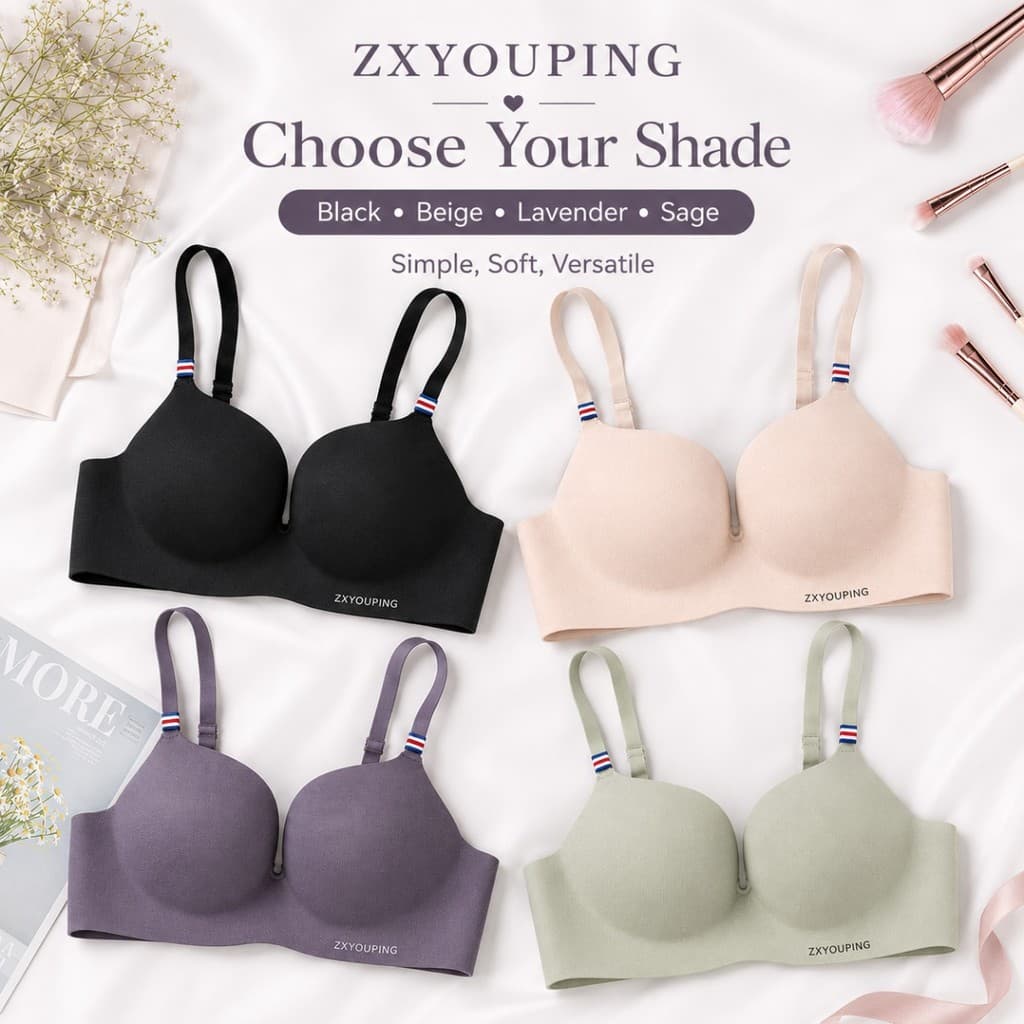 ZXYOUPING 3 Unidades De Sutiã Acolchoado Sem Costura Alças Ajustáveis Fio Push Up Conforto Roupa Íntima Feminina Diária