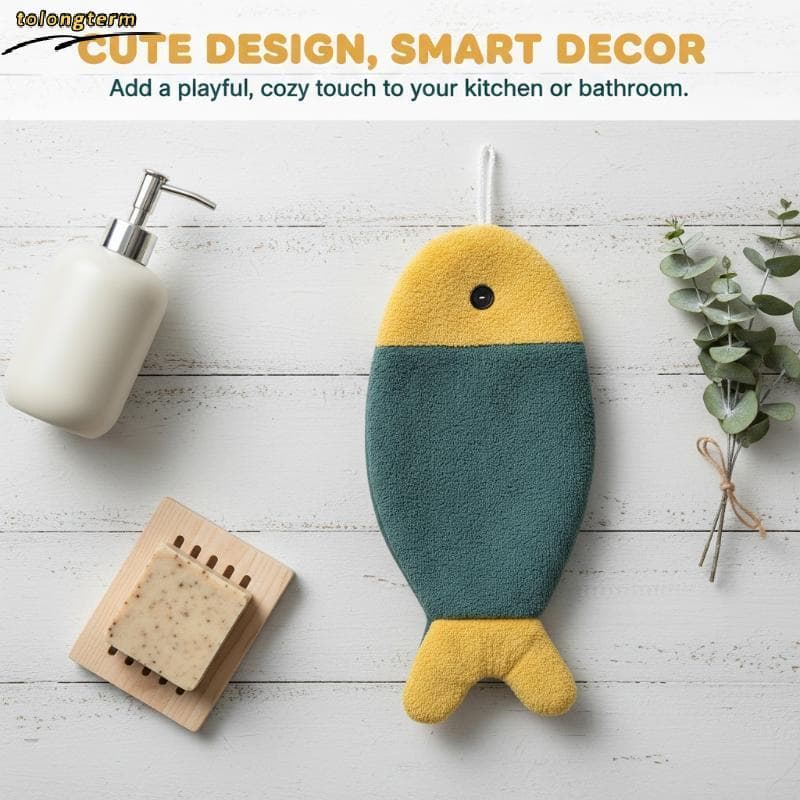 1/3 Pçs Macio E Absorvente Coral Velo Pendurado Design Toalha Bonito Toalhas De Mão Em Forma De Peixe Com Padrões Listra