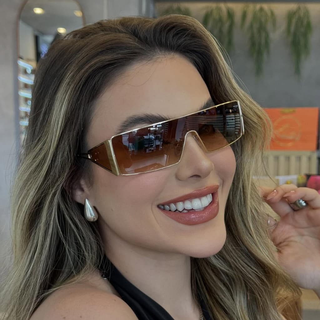 Moda europeia americana novo estilo quadrado óculos de sol siameses único All-Match rua tiro influenciador mesmo estilo