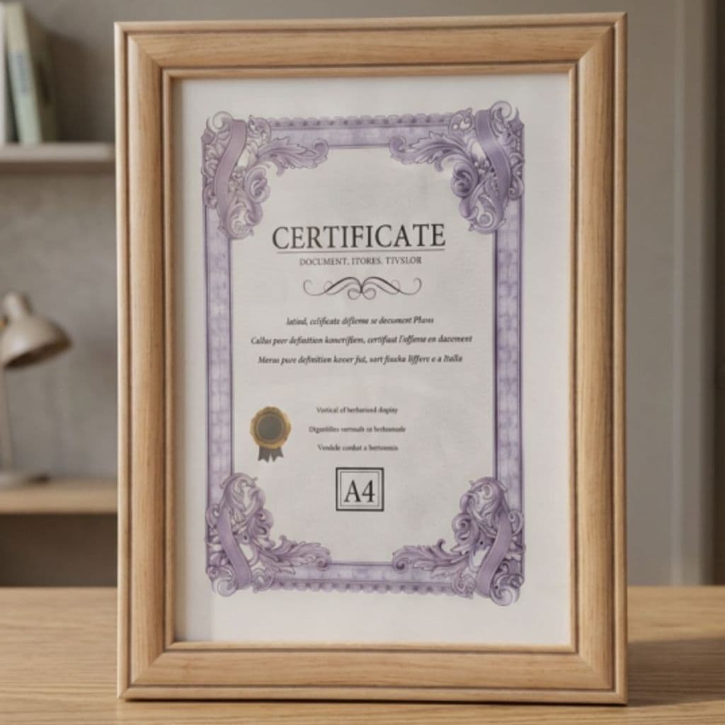 Moldura para Certificado e Documentos 21x29,7 cm em MDF Resistente