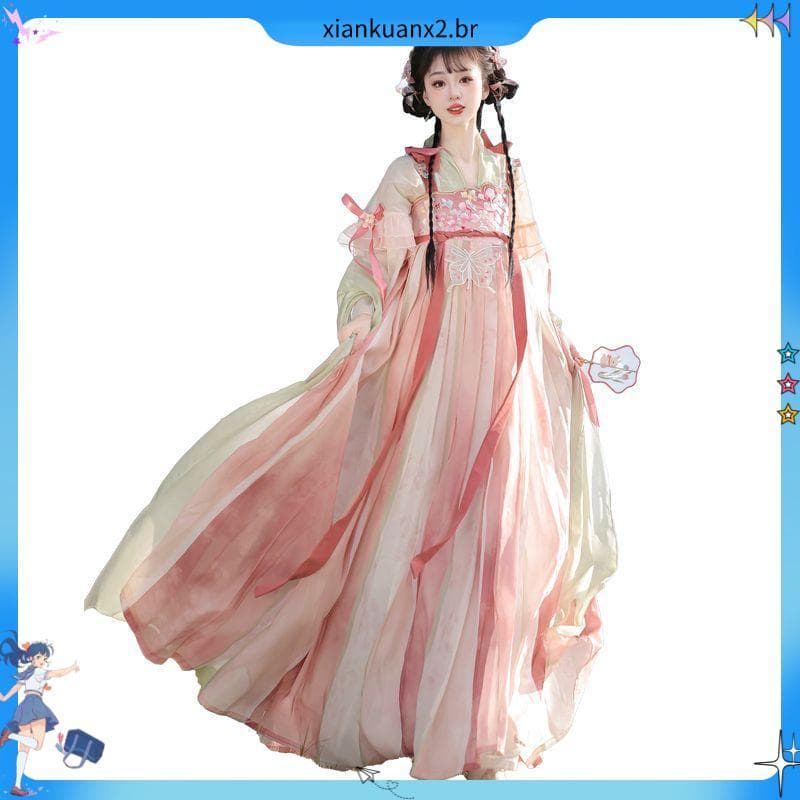 Zhaozhao princesa Original Tang feito Hanfu feminino comprimento do peito Han elementos indústria pesada bordado primave
