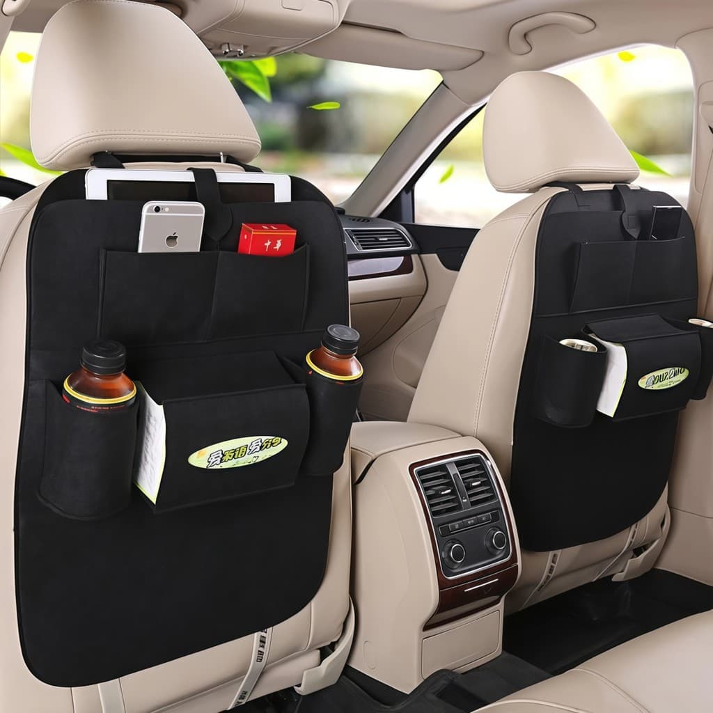 Acessório Multifuncional para Banco, com Porta-Lenços e Bolsos, Protetor Anti-Chute com Estilo para Carro.