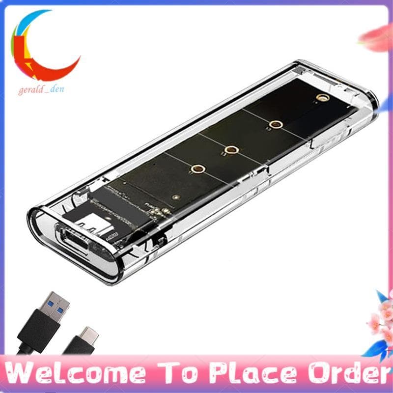 M . 2 NGFF SATA Protocolo Duplo SSD Caso Claro USB Tipo C 10Gbps PCI-E M2 Transparente Gabinete Externo Caixa De Disco R