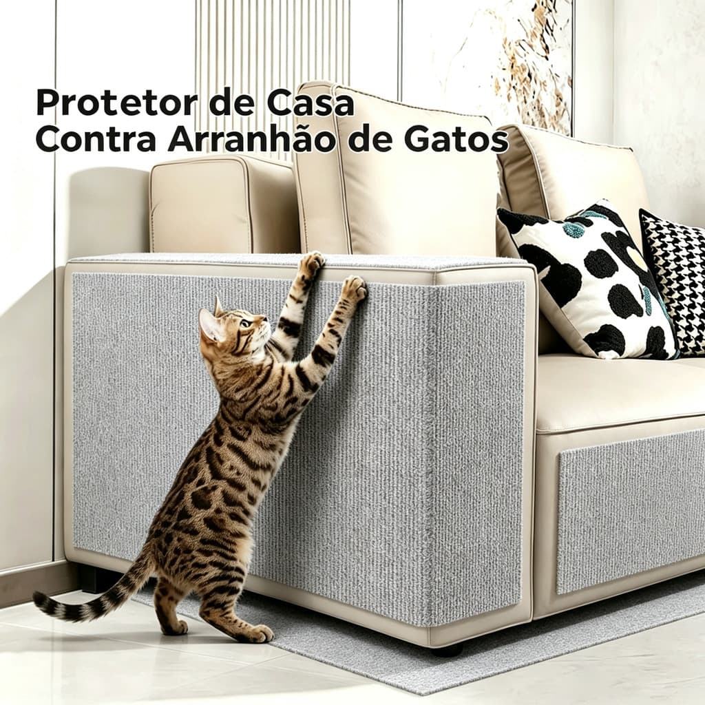 Tapete Arranhador Auto-Adesivo Premium | Protetor Anti-Arranhão para Sofá e Móveis de Gatos