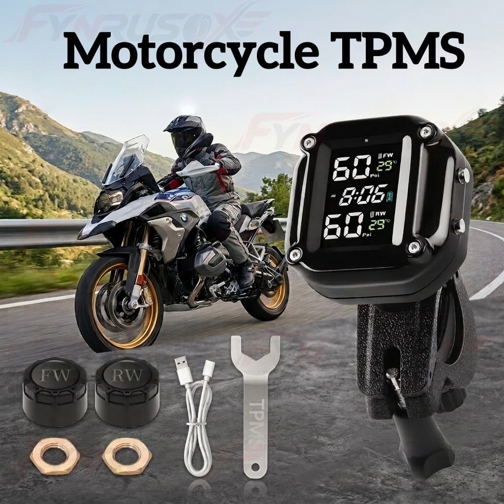 Sistema De Monitoramento De Pressão Dos Pneus TPMS Para Motocicleta , Display LCD Digital , Alarme De Temperatura À Prov