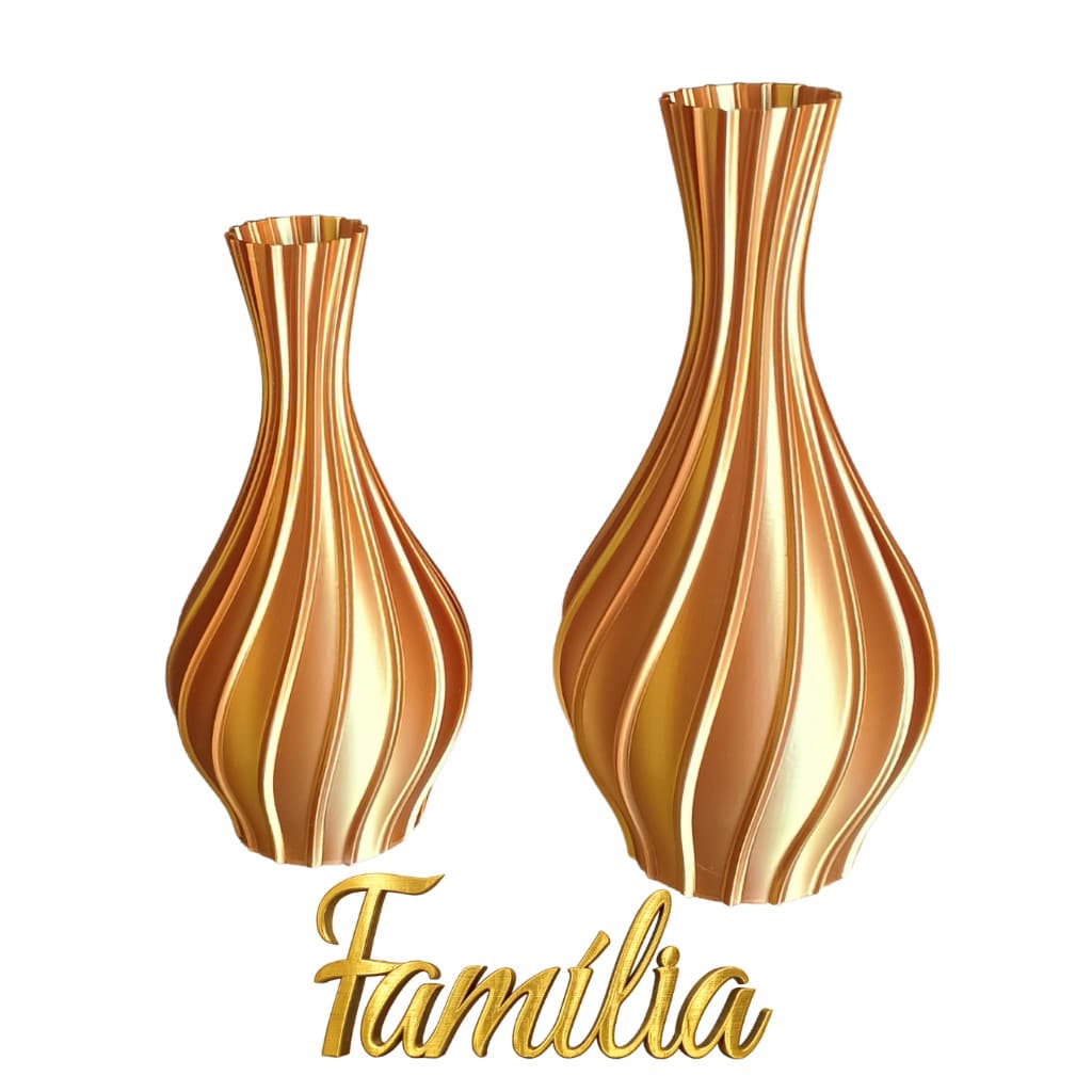 Kit com 2 Vasos Decorativos Espiral Longo com Letreiro Decoração Casa Sala Quarto Escritório