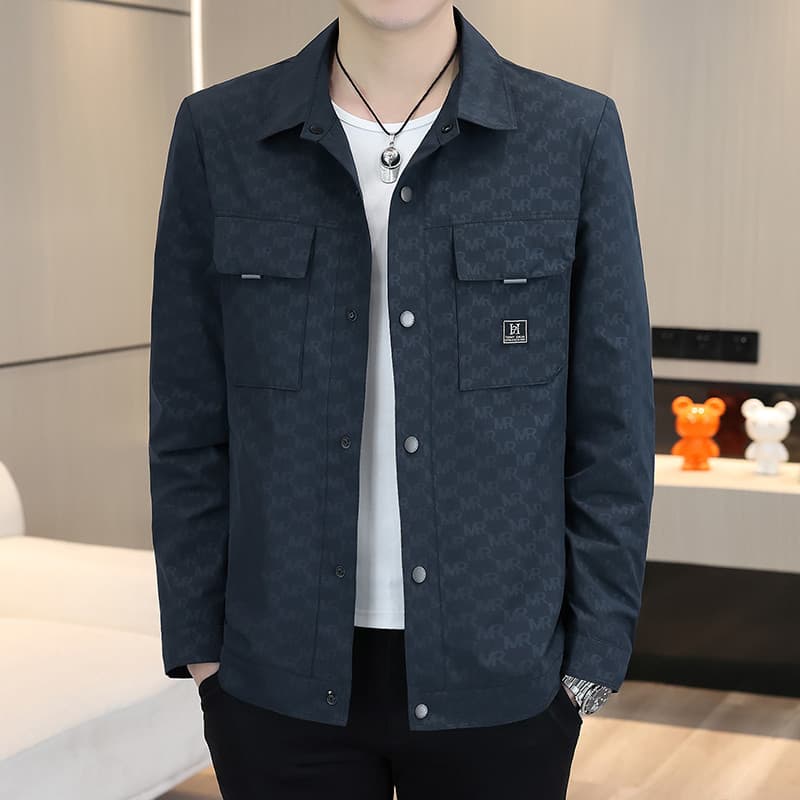 Lomon jaqueta masculina primavera outono novo estilo Jacquard jaqueta casual jaqueta geral moda tendência lapela jaqueta