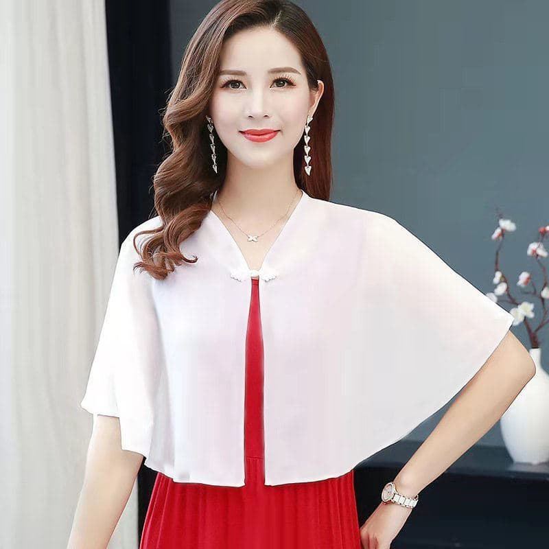 Pequeno xale feminino verão com saia Chiffon renda Cardigan curto exterior pequeno casaco manto protetor solar roupas ca