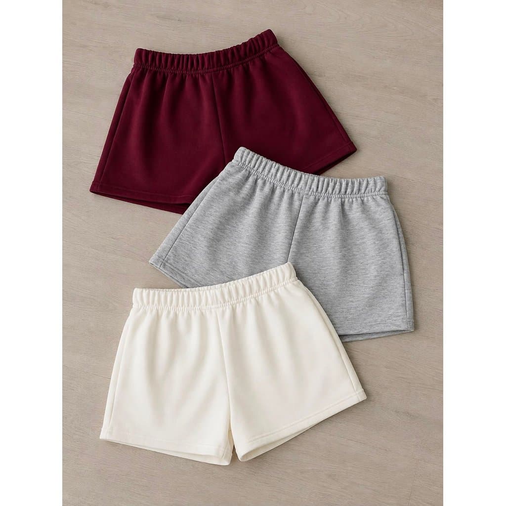 Kit Short Feminino Moletom  Bolso Lateral Elástico Cintura  Tendência 2027 academia Bermuda Confortavel Dia a Dia