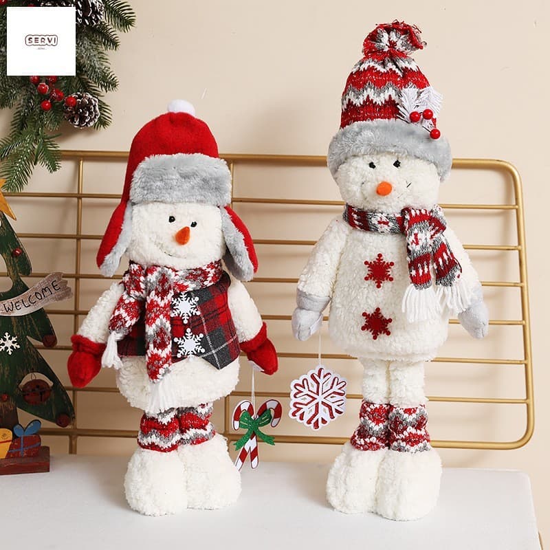 Ornamento De Pelúcia De Decoração De Natal De Boneco De Neve Tradicional Em Pé De 56 Cm