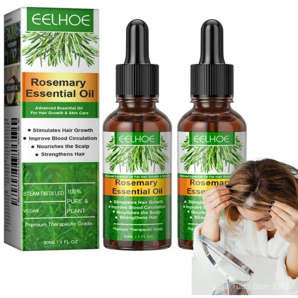 Óleo de Alecrim para Crescimento Capilar, Óleo Essencial Nutritivo para a Saúde do Couro Cabeludo e do Cabelo, Promove o