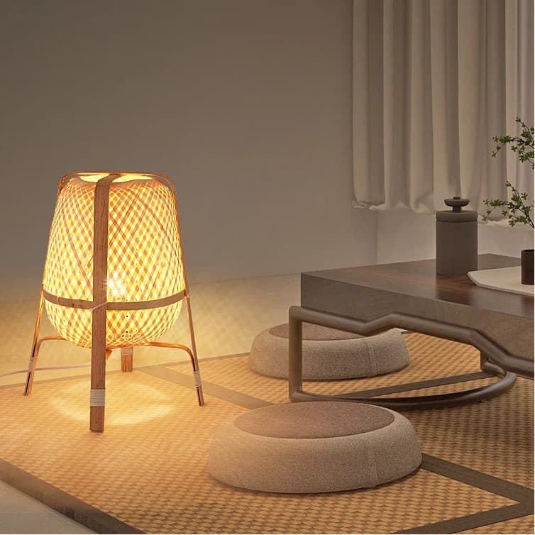 Luminaria De Mesa De Bambu Natural Estilo Wabi Sabi Para Quarto Luminaria De Cabeceira lampu Meja