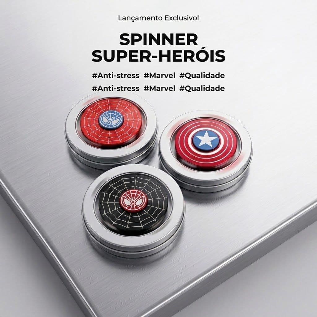 Brinquedo Anti-Estress Fidget Spinner Metal Metalico Homem Aranha Capitão America